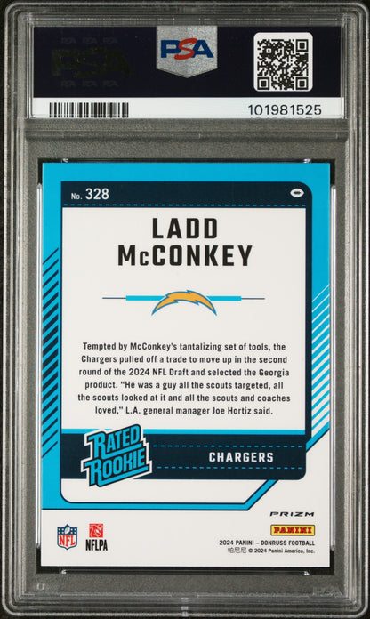 2024 Panini Donruss #328 Ladd Mcconkey Optic Preview-Red Pandora PSA 10