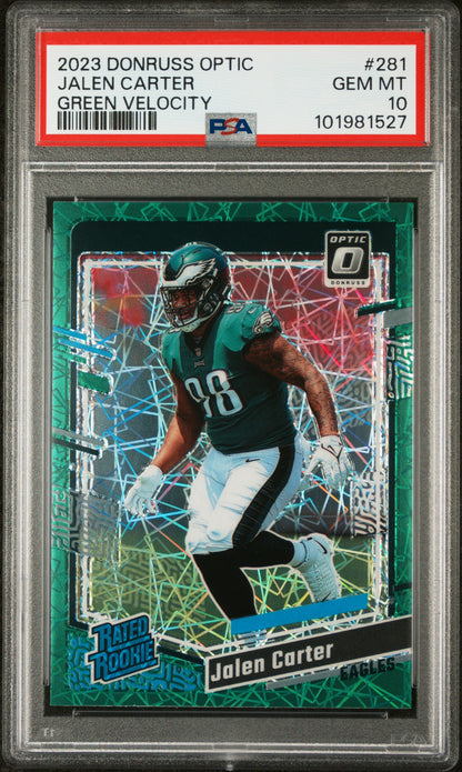 2023 Panini Donruss Optic #281 Jalen Carter Green Velocity PSA 10