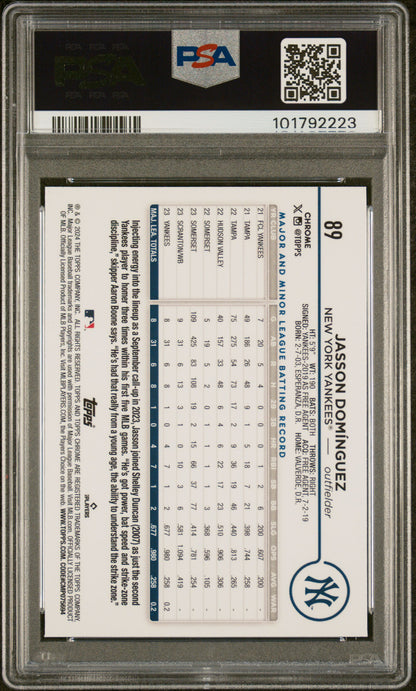2024 Topps Chrome #89 Jasson Dominguez PSA 10