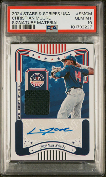 2024 Panini Stars & Stripes Usa Signature Materials #SMCM Christian Moore PSA 10