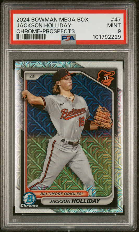 2024 Bowman Mega Box Chrome Prospects #47 Jackson Holliday PSA 9