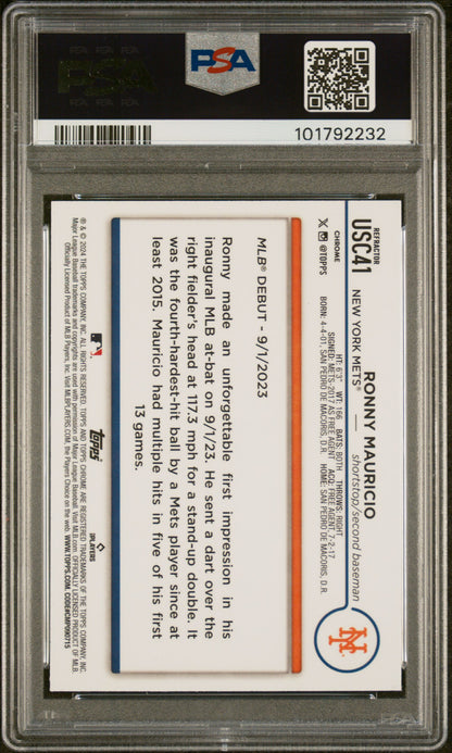 2024 Topps Chrome Update #USC41 Ronny Mauricio Refractor PSA 9