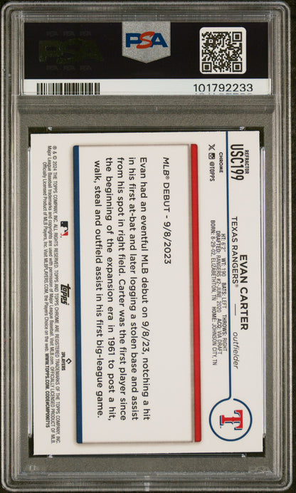 2024 Topps Chrome Update #USC199 Evan Carter Refractor PSA 10