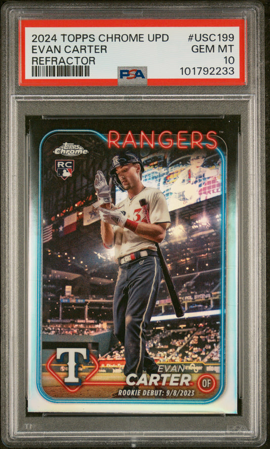 2024 Topps Chrome Update #USC199 Evan Carter Refractor PSA 10