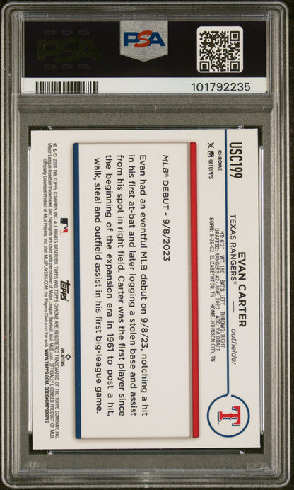 2024 Topps Chrome Update #USC199 Evan Carter PSA 9