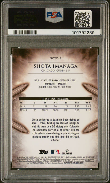 2024 Bowman Chrome Gladiators Of The Diamond #3 Shota Imanaga PSA 9