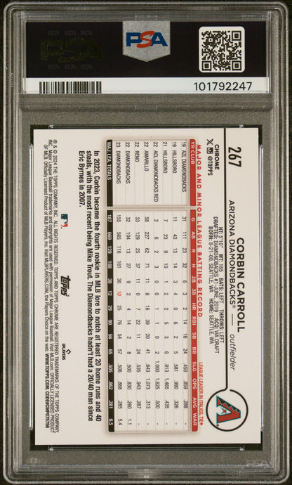 2024 Topps Chrome #267 Corbin Carroll Lightboard Logo PSA 10