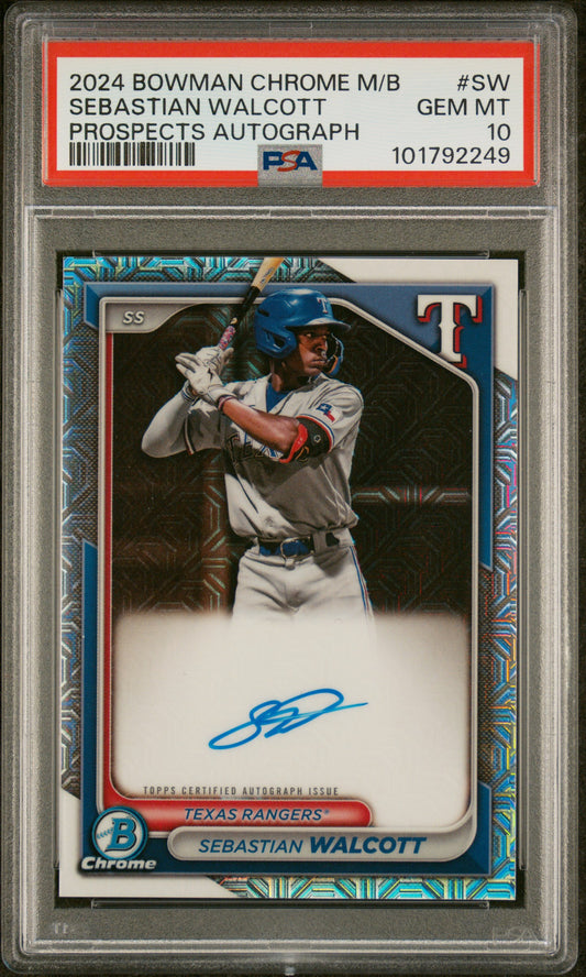 2024 Bowman Mega Box Chrome Bowman Mega Autographs #SW Sebastian Walcott PSA 10