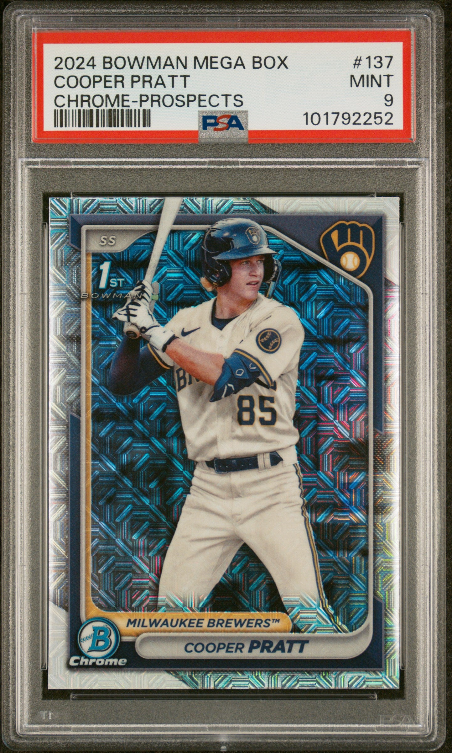 2024 Bowman Mega Box Chrome Prospects #137 Cooper Pratt PSA 9