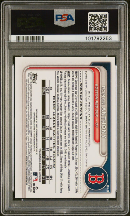 2024 Bowman Chrome Mega #RA Roman Anthony Chrome Autograph PSA 9