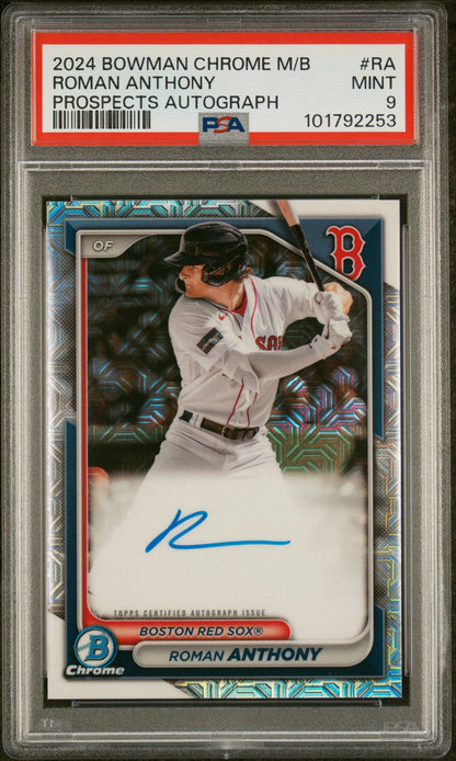 2024 Bowman Chrome Mega #RA Roman Anthony Chrome Autograph PSA 9