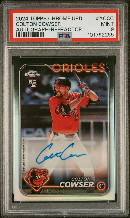 2024 Topps Chrome Update Autographs #ACCC Colton Cowser Refractor/499 PSA 9