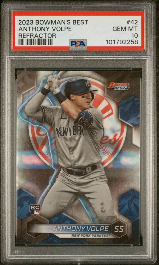 2023 Bowman'S Best #42 Anthony Volpe Refractor PSA 10