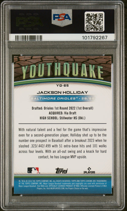 2024 Topps Chrome Youthquake #YQ65 Jackson Holliday Update PSA 10