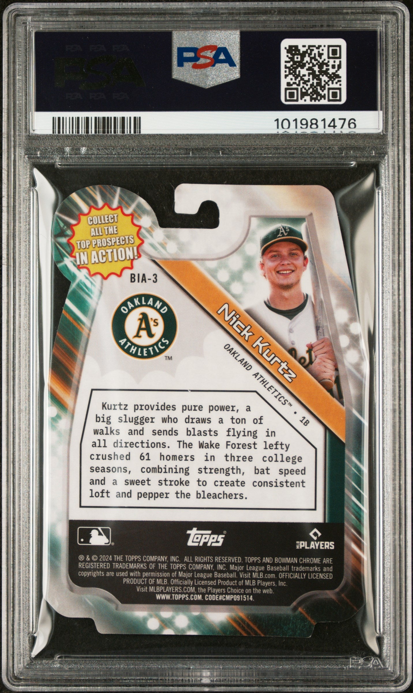 2024 Bowman Draft Bowman In Action #BIA3 Nick Kurtz PSA 9