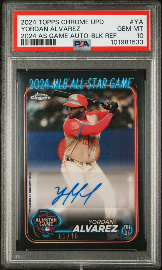 2024 Topps Chrome 2024 All-Star Game Auto #YA Yordan Alvarez BLK/10 PSA 10