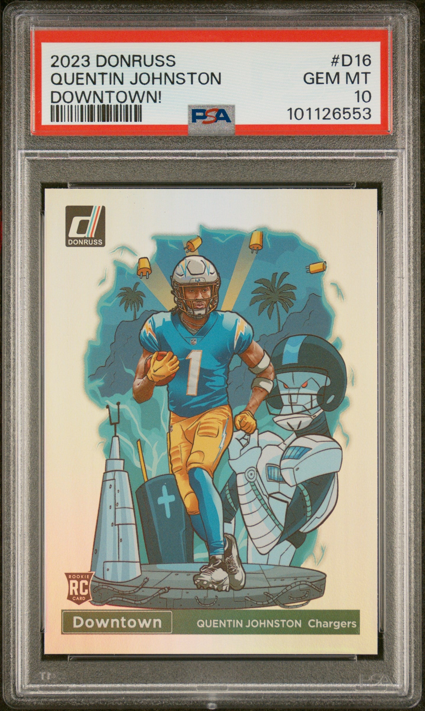 2023 Panini Donruss Downtown! #D16 Quentin Johnston PSA 10