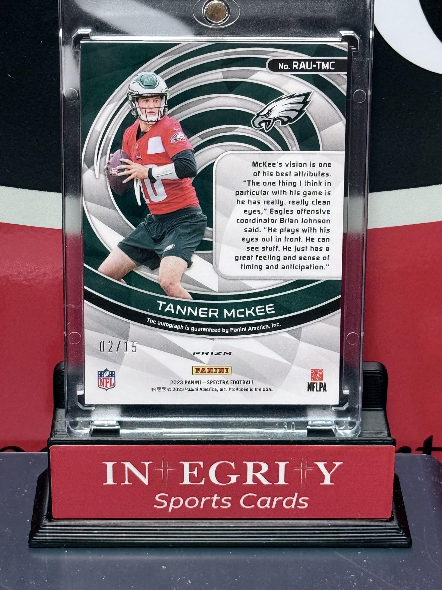 2023 Panini Spectra #RUATMC Tanner McKee Auto-Neon Pink/15