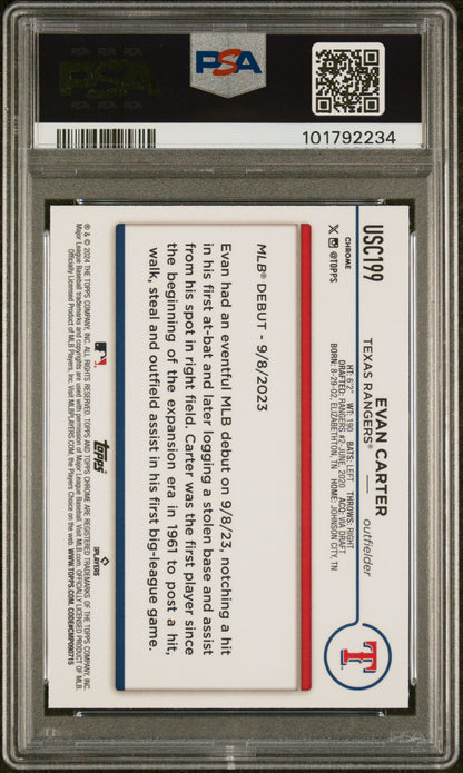 2024 Topps Chrome Update #USC199 Evan Carter PSA 10