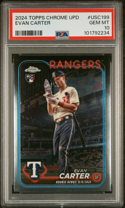 2024 Topps Chrome Update #USC199 Evan Carter PSA 10