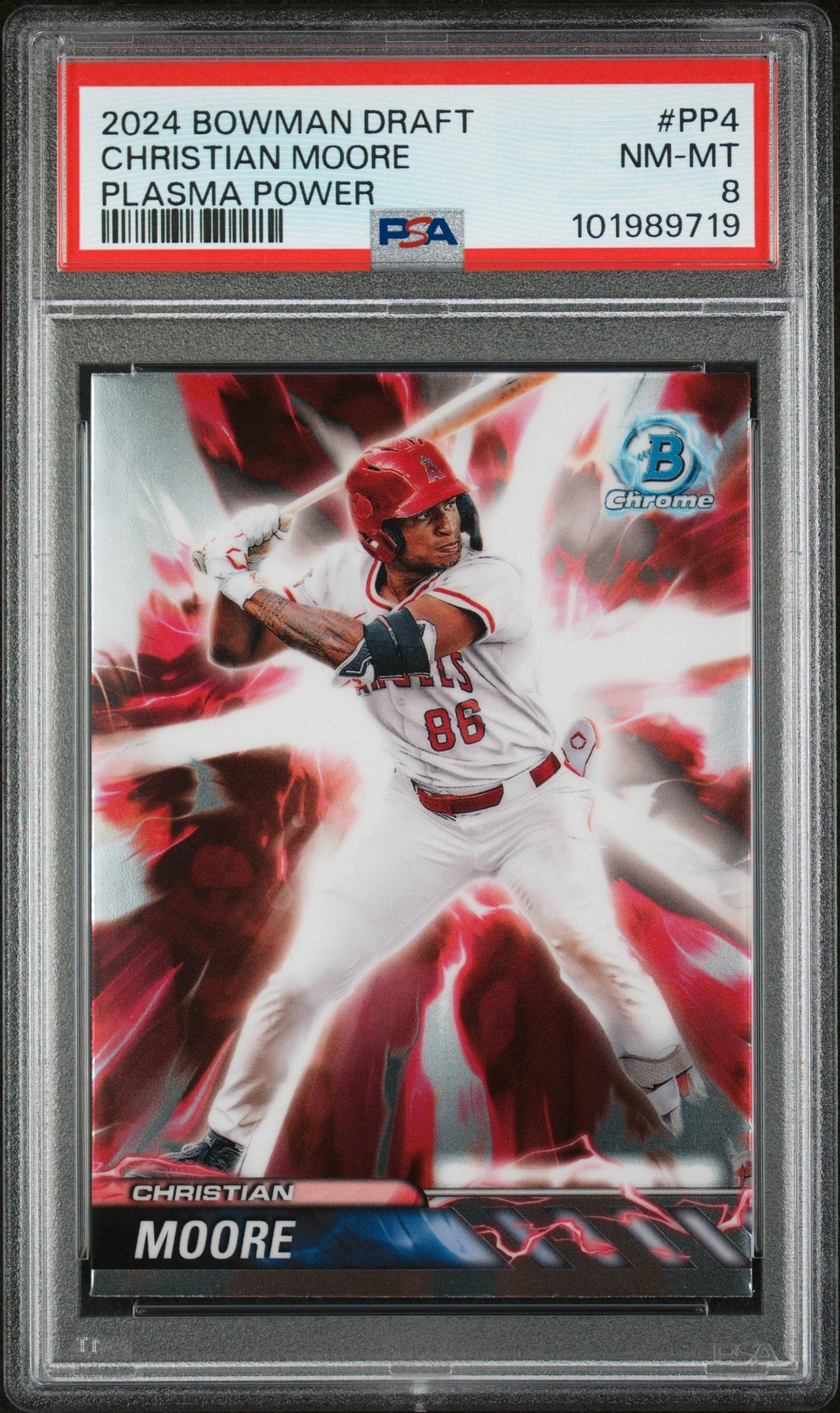 2024 Bowman Draft Plasma Power #PP4 Christian Moore PSA 8