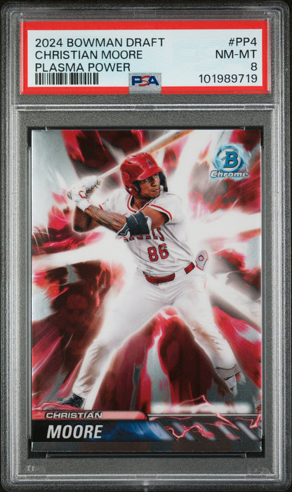 2024 Bowman Draft Plasma Power #PP4 Christian Moore PSA 8