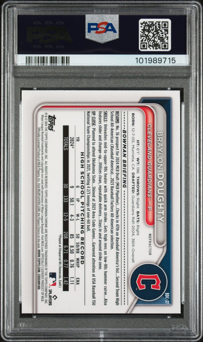 2024 Bowman Draft #BDC37 Braylon Doughty Chrome-Refractor PSA 10
