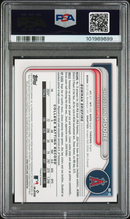 2024 Bowman Draft #BD13 Christian Moore PSA 10
