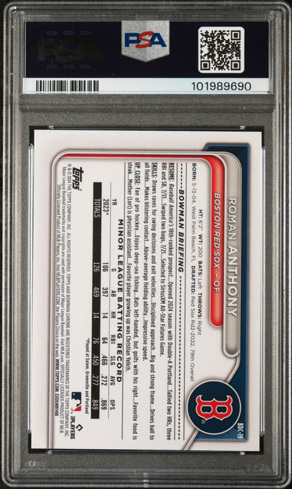 2024 Bowman Draft #BDC19 Roman Anthony Chrome-Steel Metal Ref PSA 9