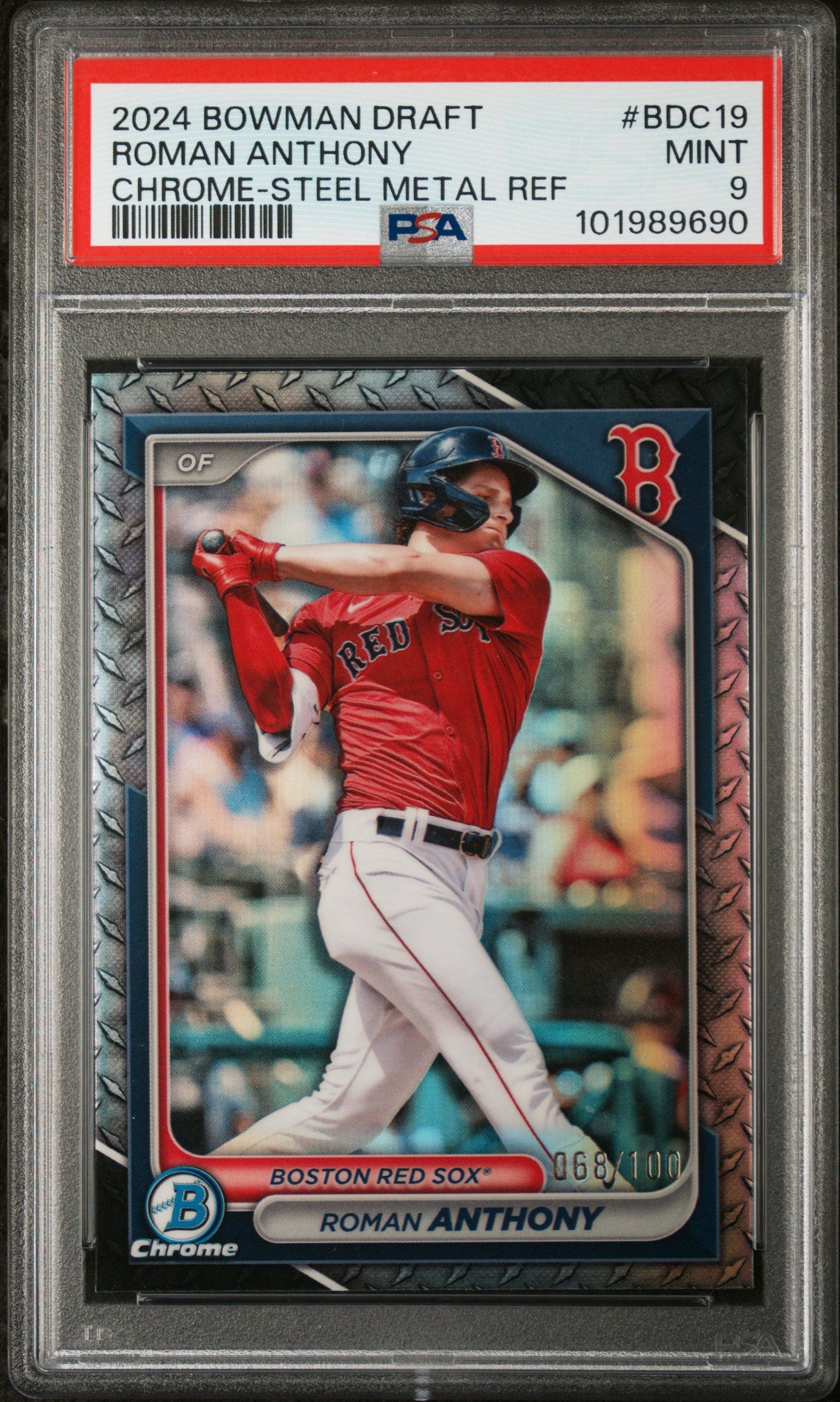 2024 Bowman Draft #BDC19 Roman Anthony Chrome-Steel Metal Ref PSA 9