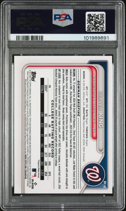 2024 Bowman Draft #BDC62 Seaver King Chrome PSA 8
