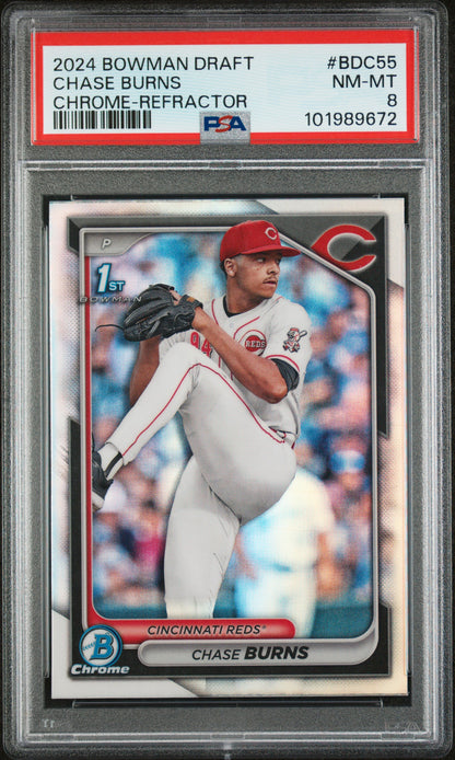 2024 Bowman Draft #BDC55 Chase Burns Chrome-Refractor PSA 8