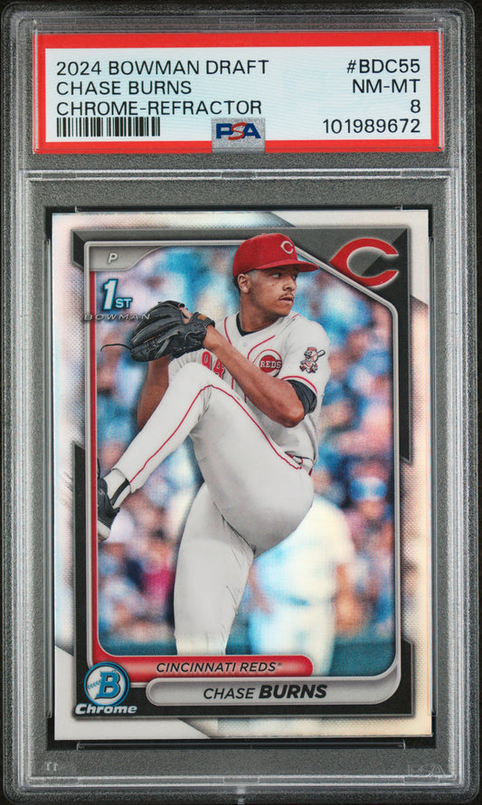 2024 Bowman Draft #BDC55 Chase Burns Chrome-Refractor PSA 8