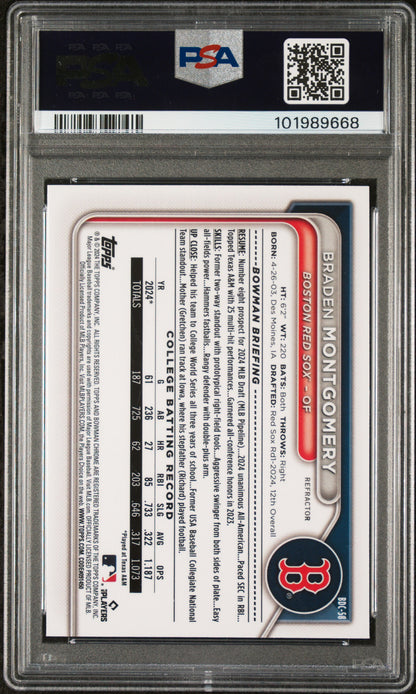 2024 Bowman Draft #BDC58 Braden Montgomery Chrome-Refractor PSA 8