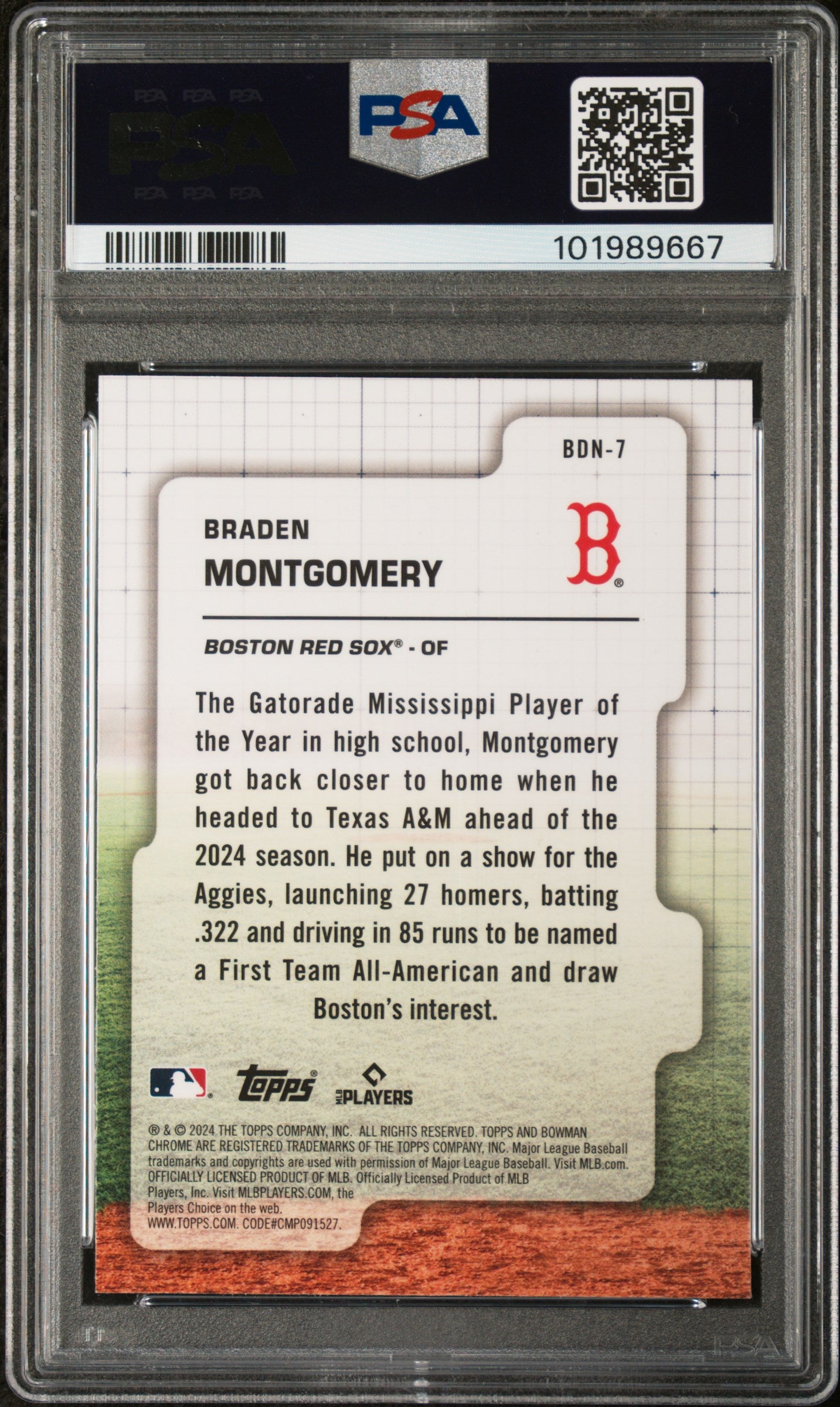 2024 Bowman Draft Bowman Draft Night #BDN7 Braden Montgomery PSA 10