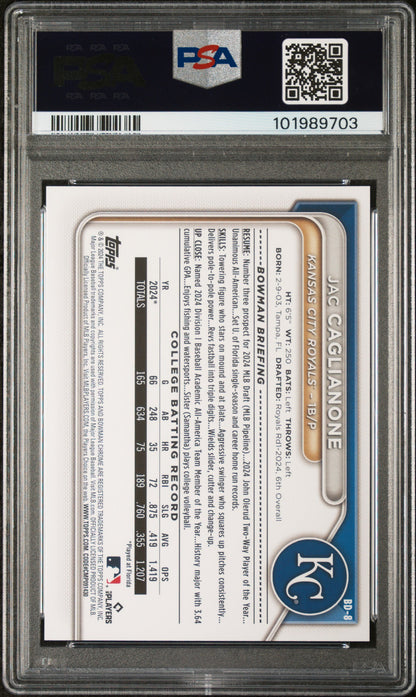 2024 Bowman Draft #BD8 Jac Caglianone PSA 9