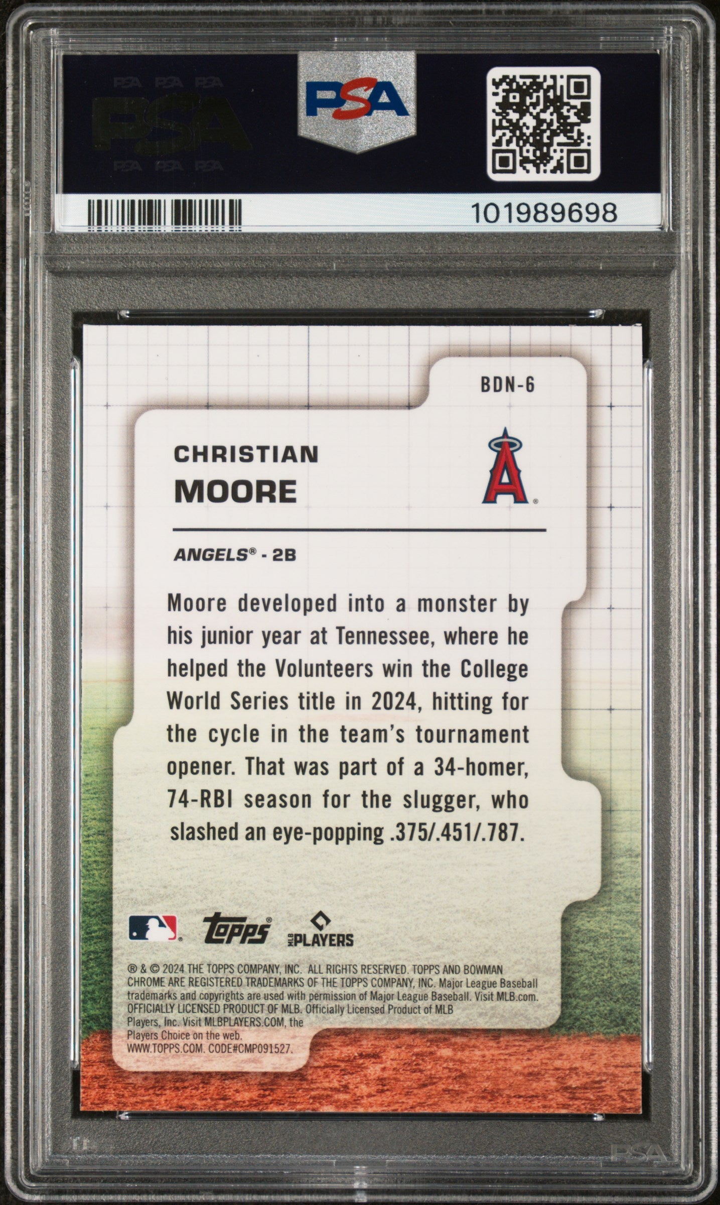 2024 Bowman Draft Bowman Draft Night #BDN6 Christian Moore PSA 10