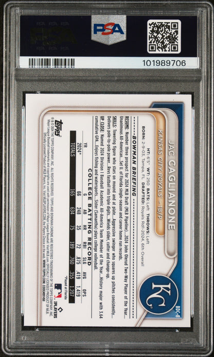 2024 Bowman Draft #BDC8 Jac Caglianone Chrome PSA 10
