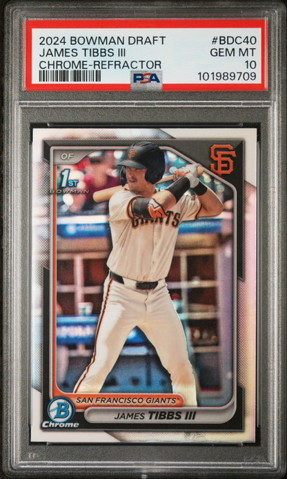 2024 Bowman Draft #BDC40 James Tibbs Iii Chrome-Refractor PSA 10