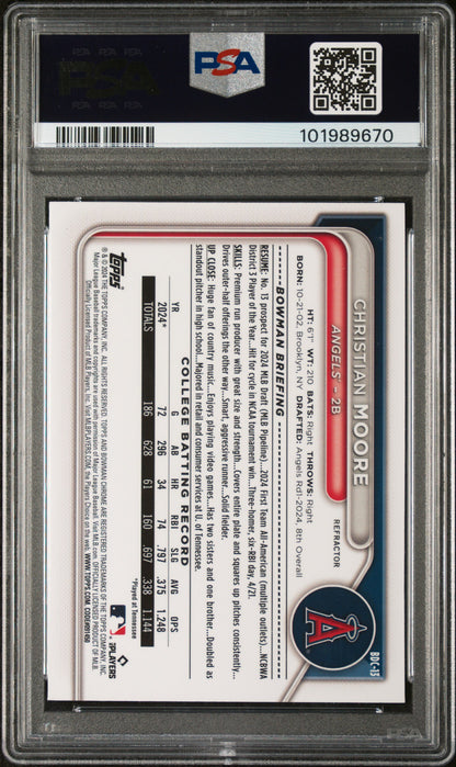 2024 Bowman Draft #BDC13 Christian Moore Chrome-Refractor PSA 9