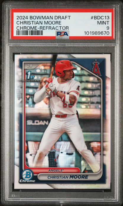2024 Bowman Draft #BDC13 Christian Moore Chrome-Refractor PSA 9