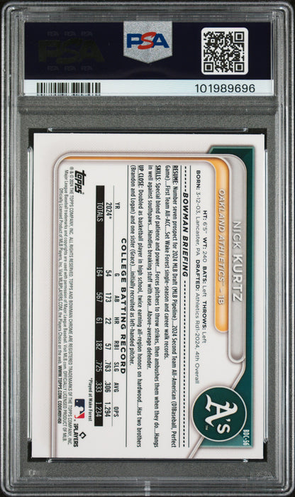 2024 Bowman Draft #BDC56 Nick Kurtz Chrome PSA 9