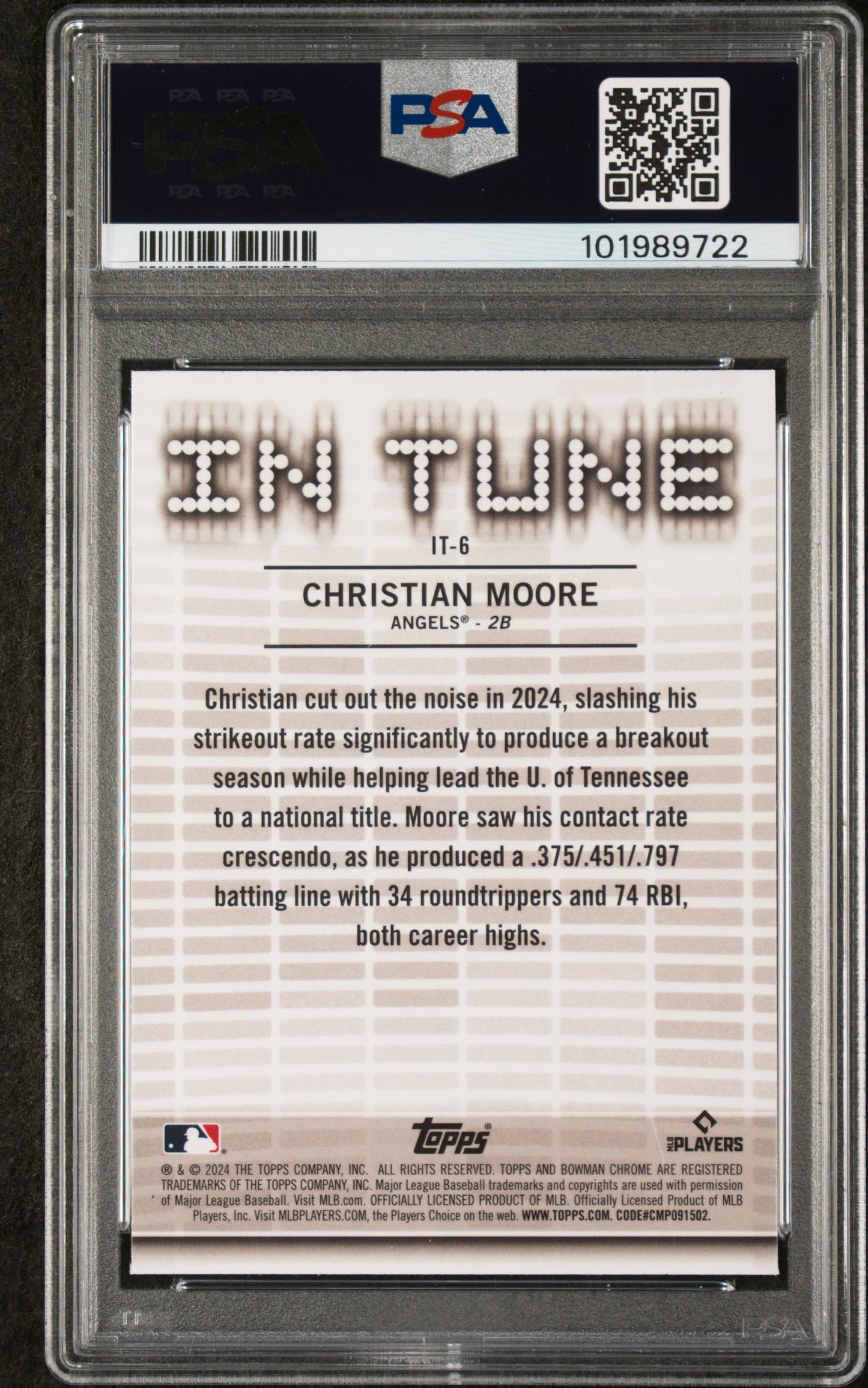 2024 Bowman Draft In Tune #IT6 Christian Moore PSA 10