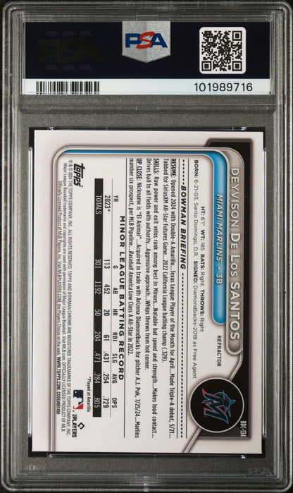 2024 Bowman Draft #BDC134 D. De Los Santos Chrome-Refractor PSA 10