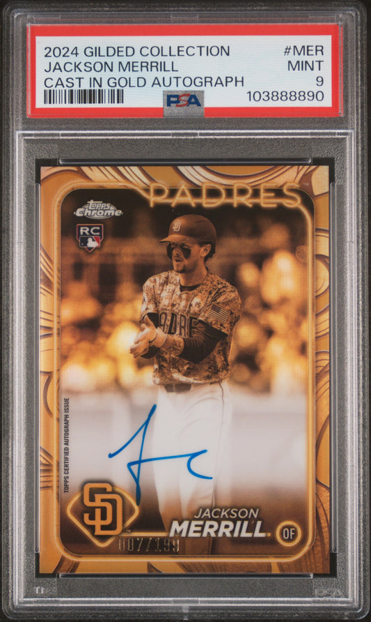 2024 Topps Gilded  Variation Autographs #MER Jackson Merrill PSA 9