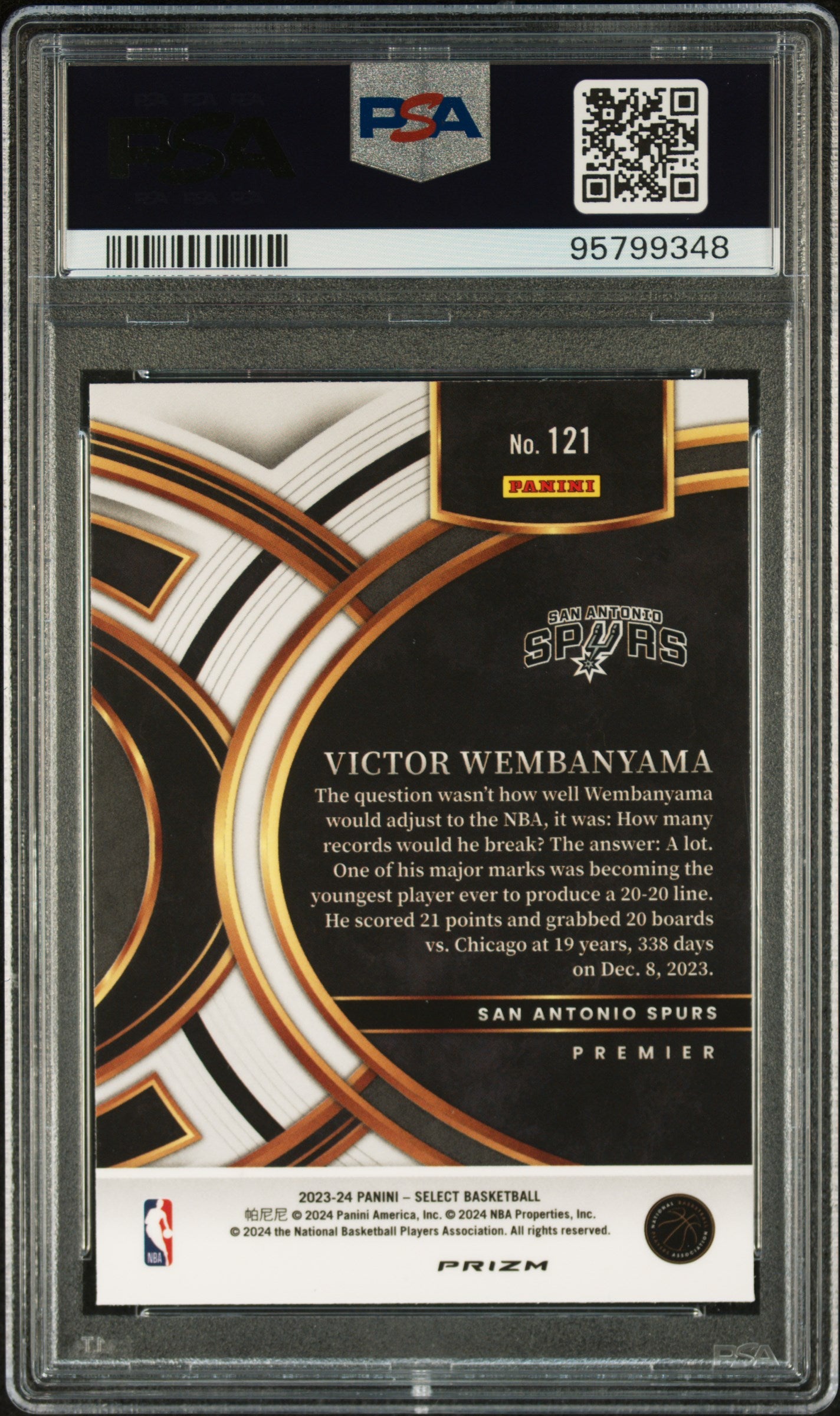 2023 Panini Select #121 Victor Wembanyama Blue Prizm PSA 10