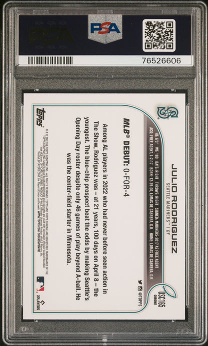 2022 Topps Chrome Update #USC165 Julio Rodriguez Purple Refractor PSA 10