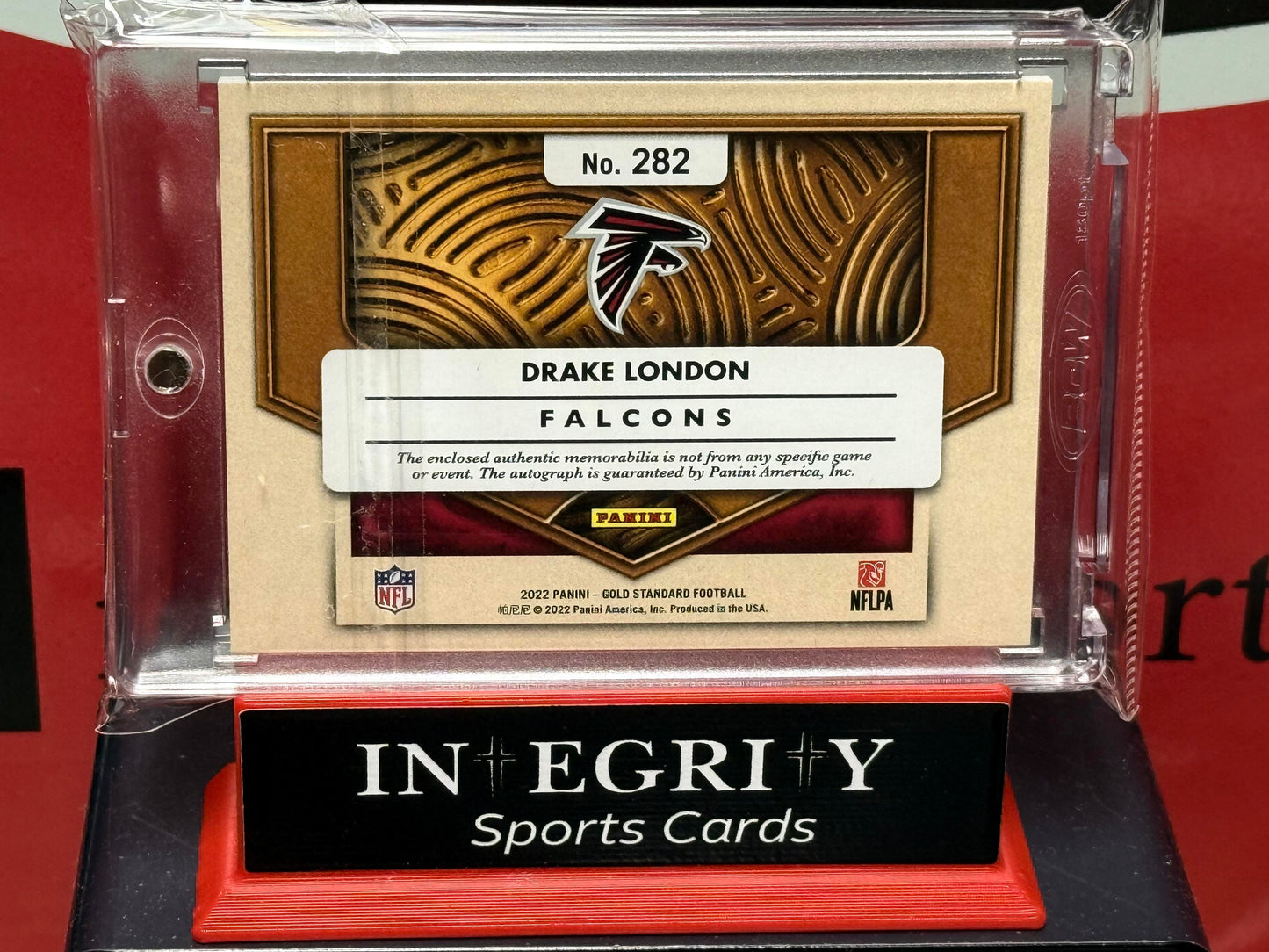 2022 Panini Gold Standard #282 Drake London Rookie Jersey Auto Triple Prime #/49