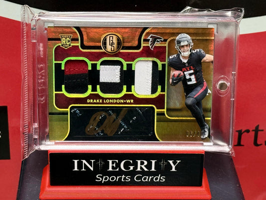 2022 Panini Gold Standard #282 Drake London Rookie Jersey Auto Triple Prime #/49