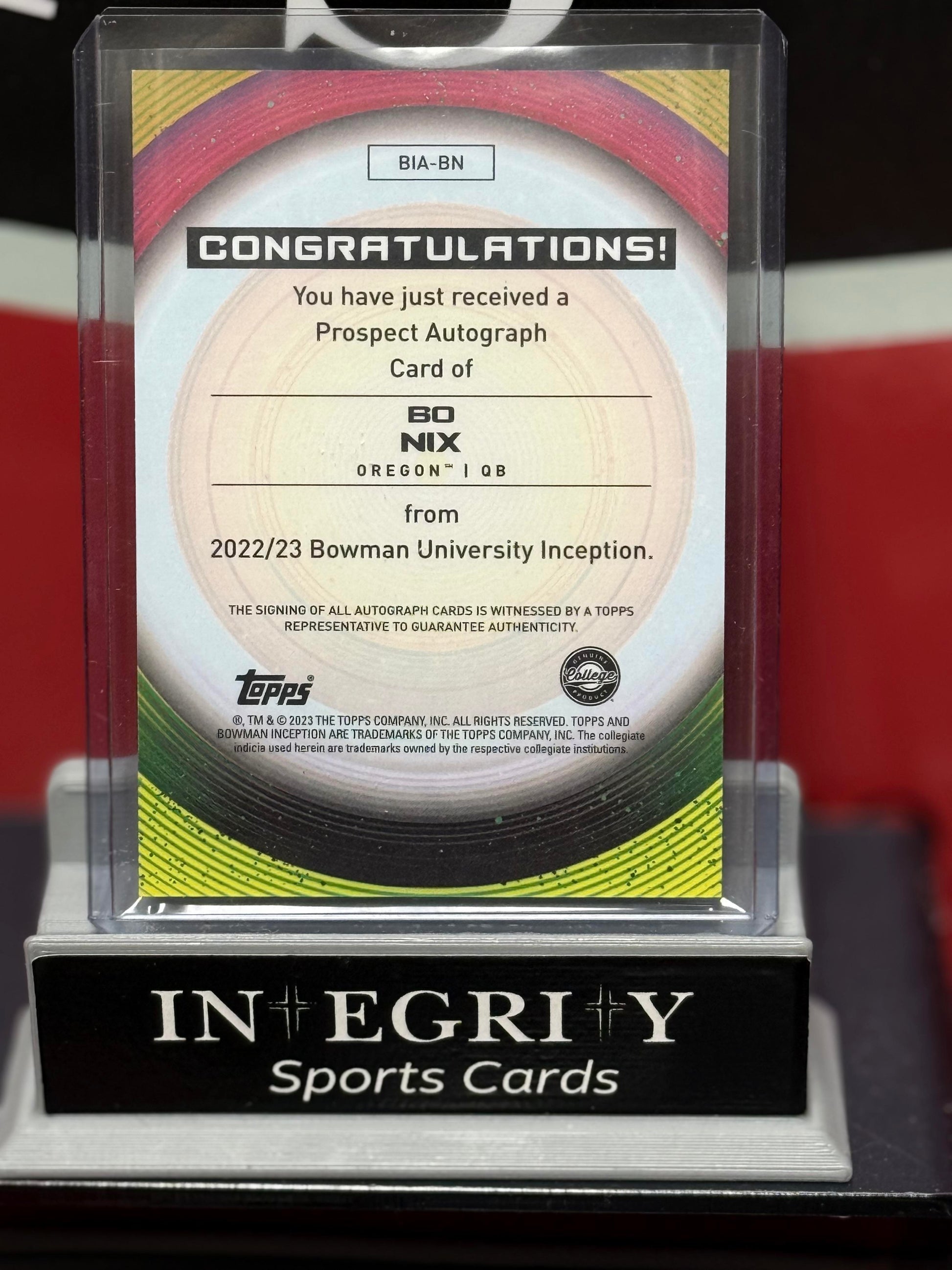 2022-23 Bowman University Inception #BIA-BN Bo Nix Base Autographs